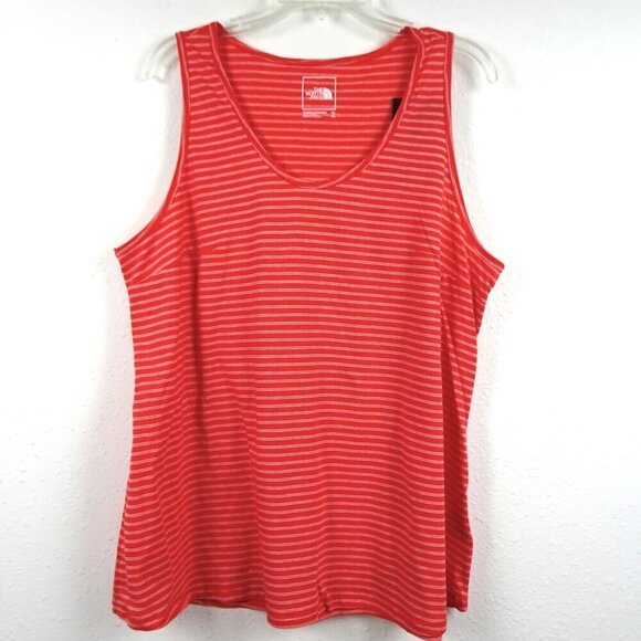 The North Face Tank Top Women's Plus Size 1X Orange Stripe Slim Fit - Picture 1 of 11